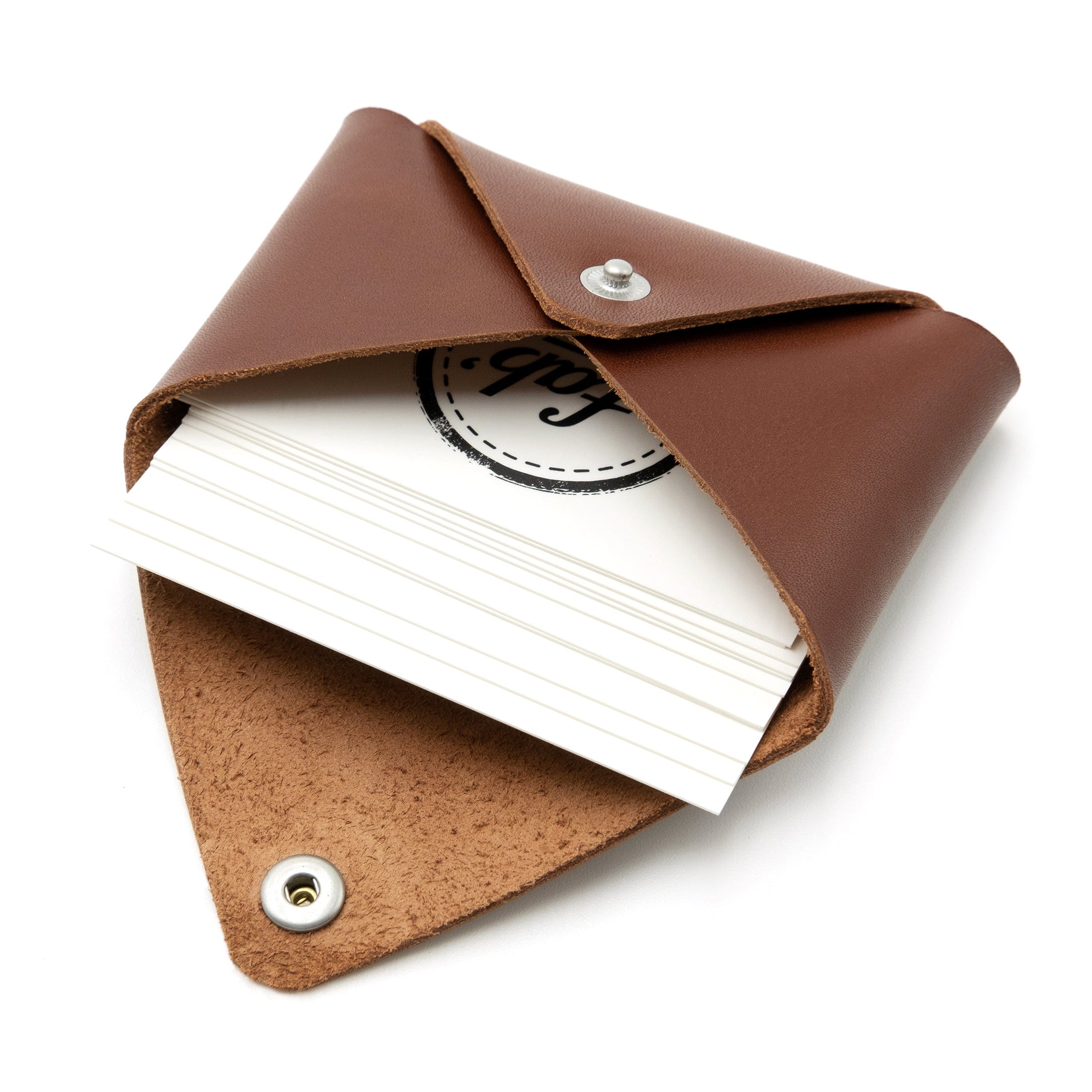 Étui à cartes en cuir brun