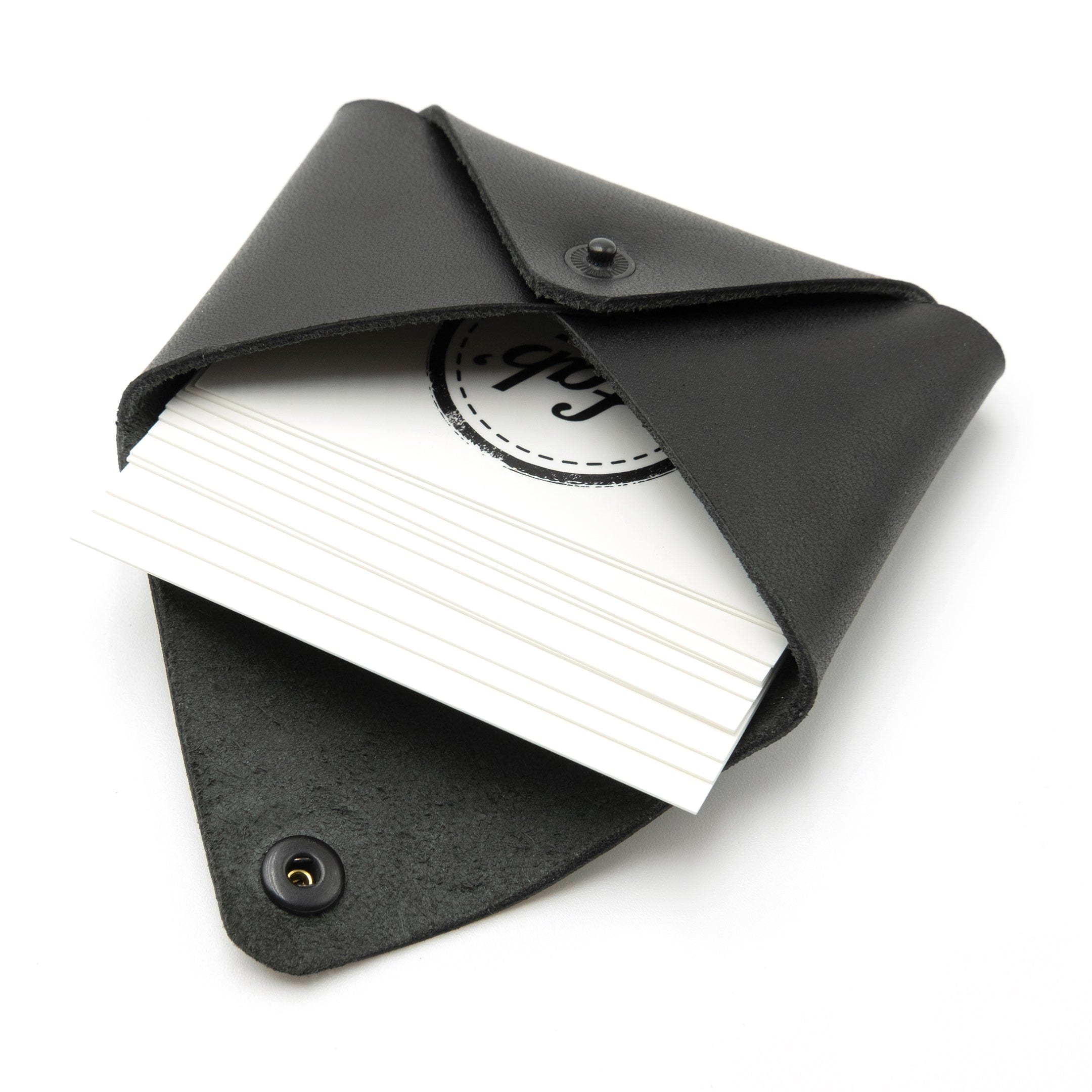 Étui à cartes en cuir noir