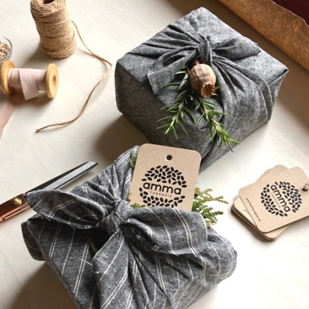 Furoshiki - Emballage cadeau réutilisable - Gris rayé