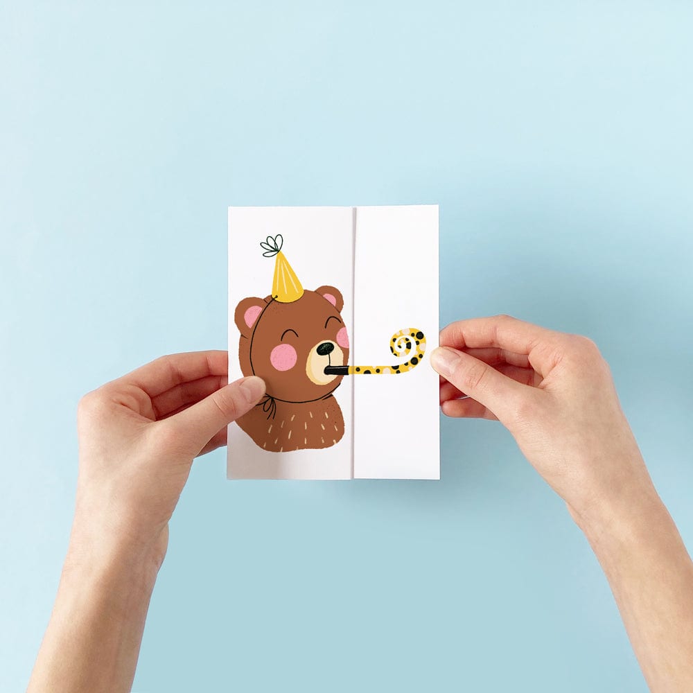 Carte de souhaits à déplier - Ours en fête