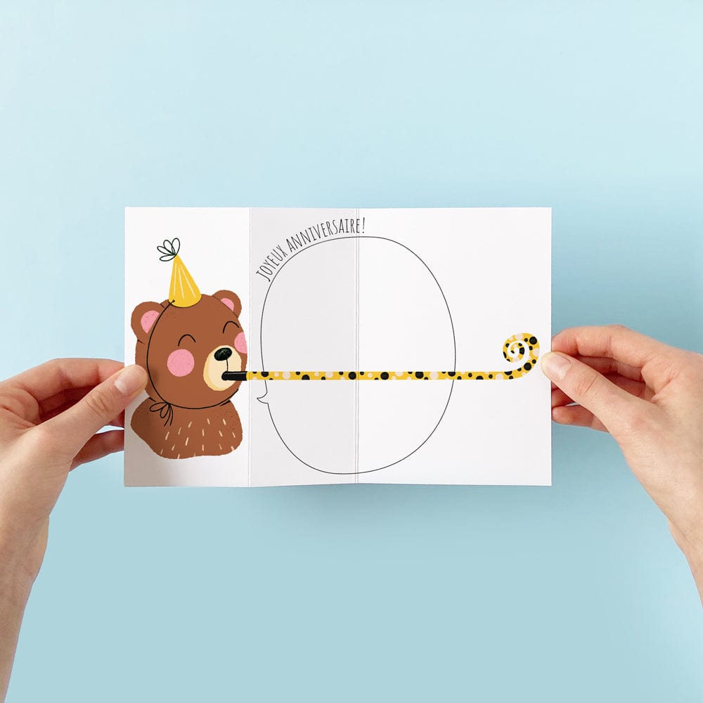 Carte de souhaits à déplier - Ours en fête