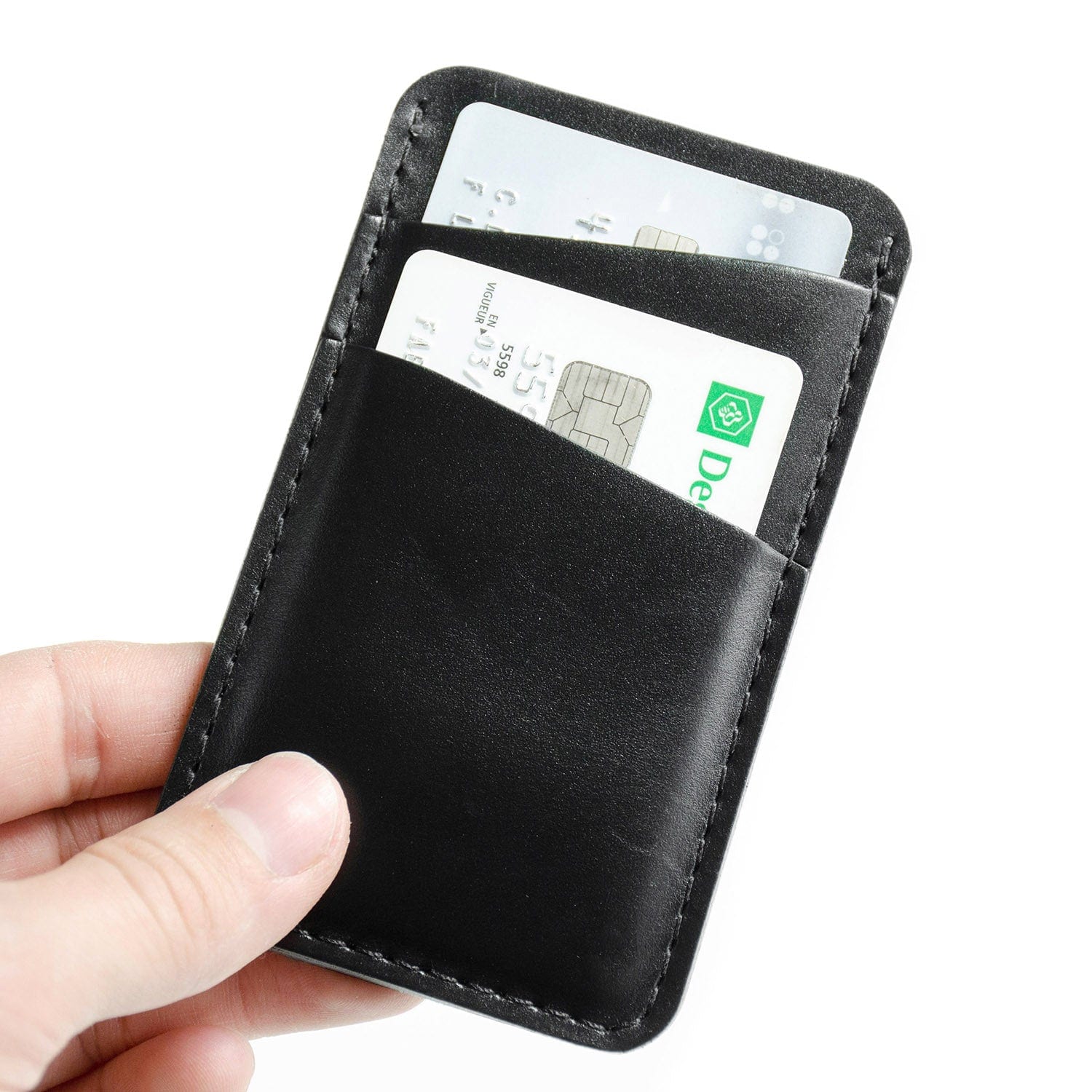 Porte-cartes en cuir noir