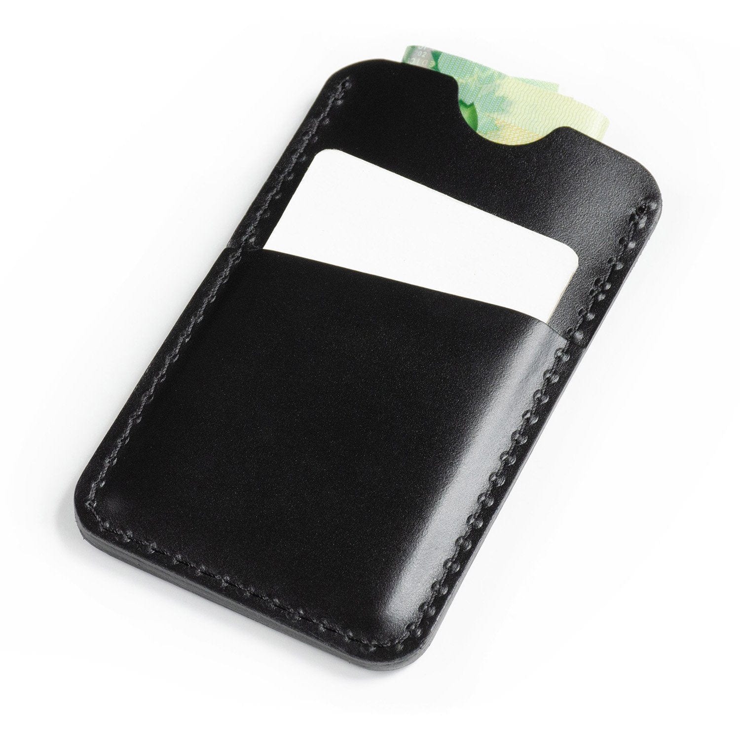 Porte-cartes en cuir noir