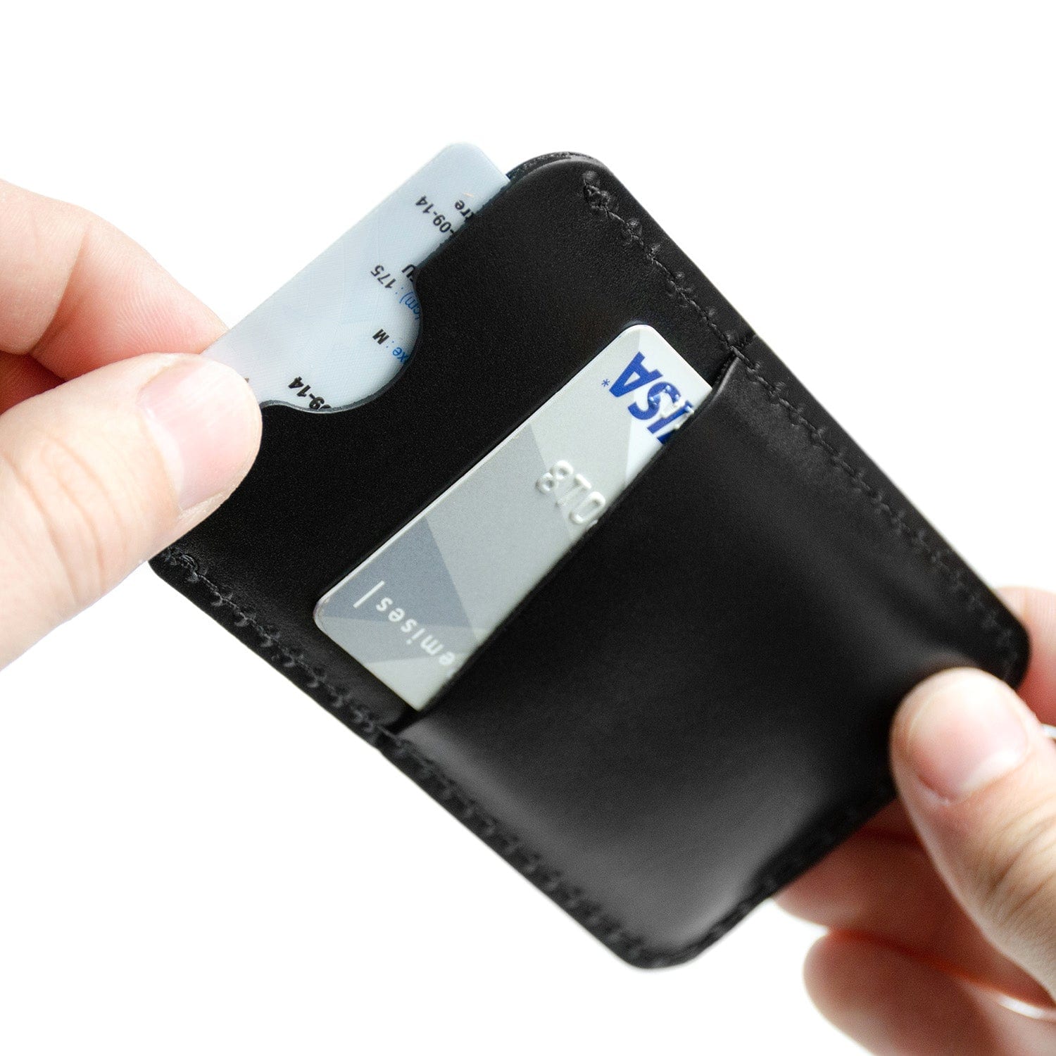 Porte-cartes en cuir noir