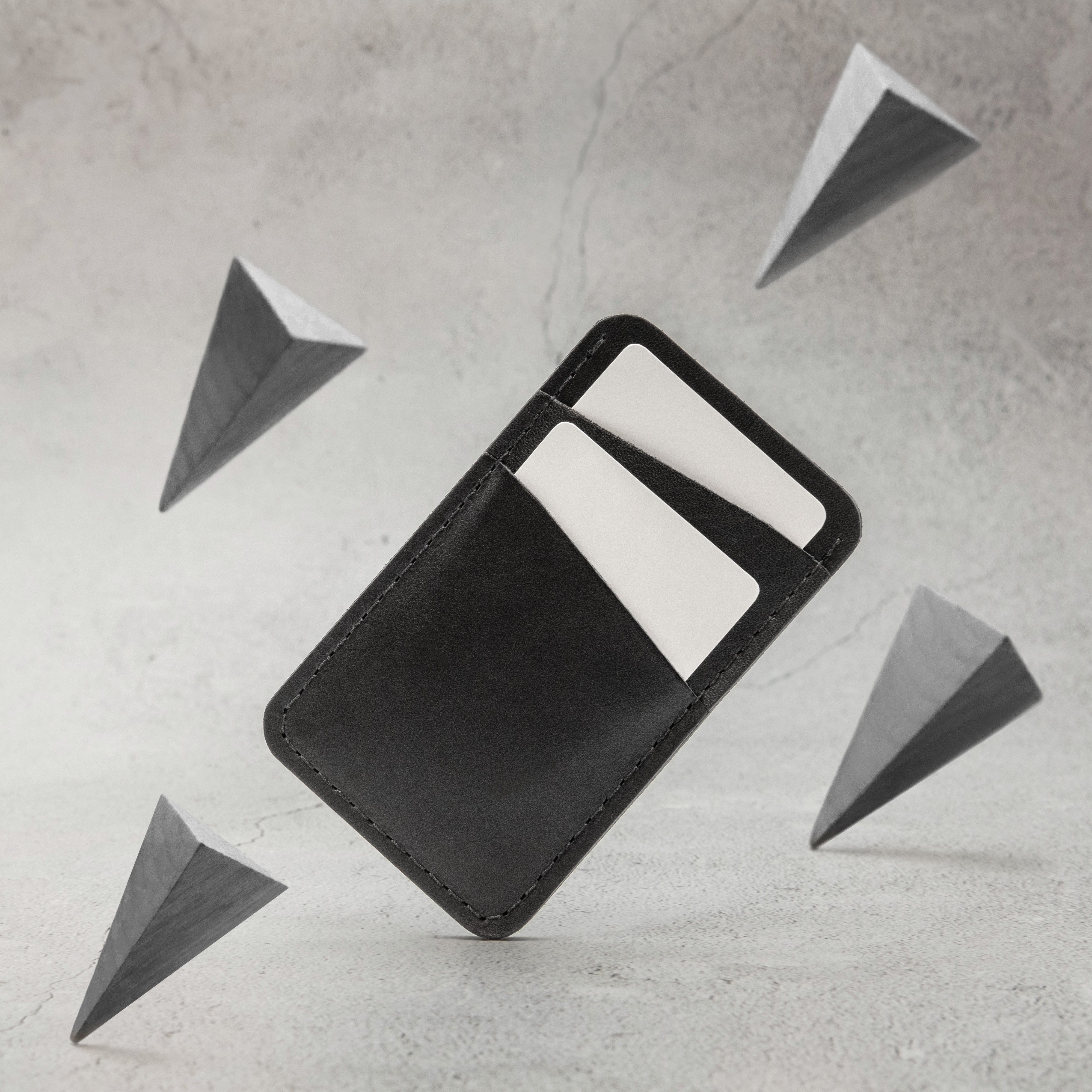 Porte-cartes en cuir noir