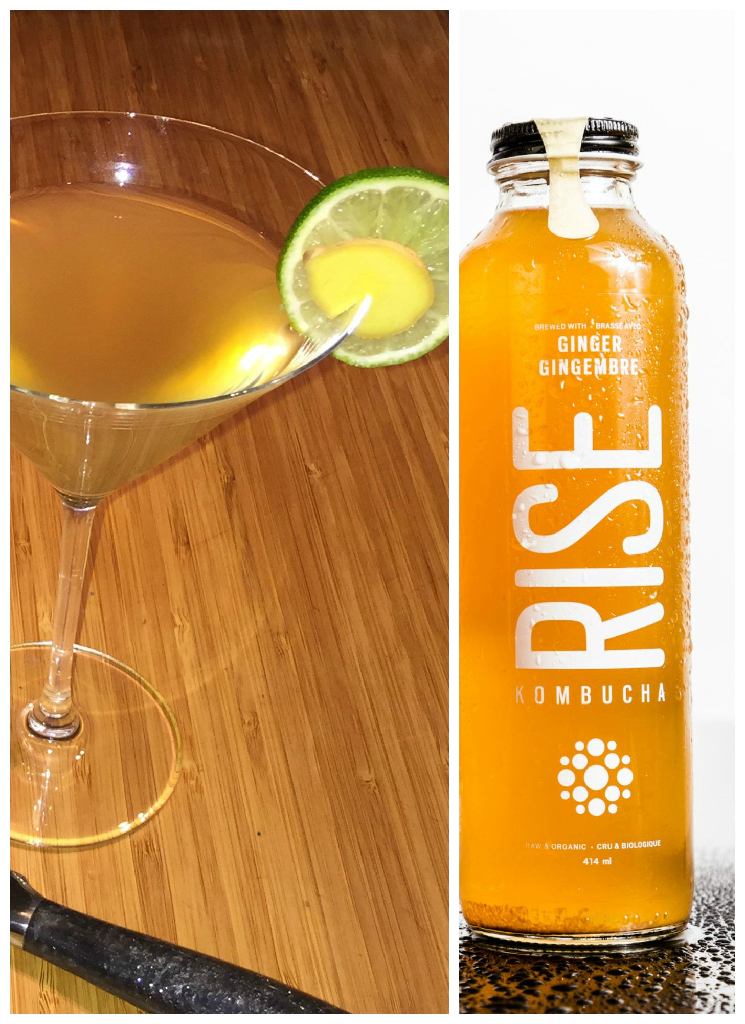 Cocktail Signé Local: Martini Miel-Gingembre au Rise Kombucha