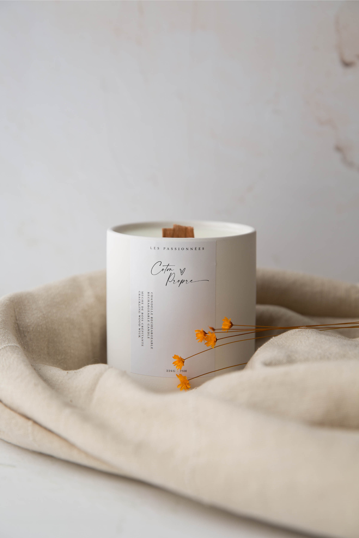 Bougie de soya - Rechargeable - Coton propre