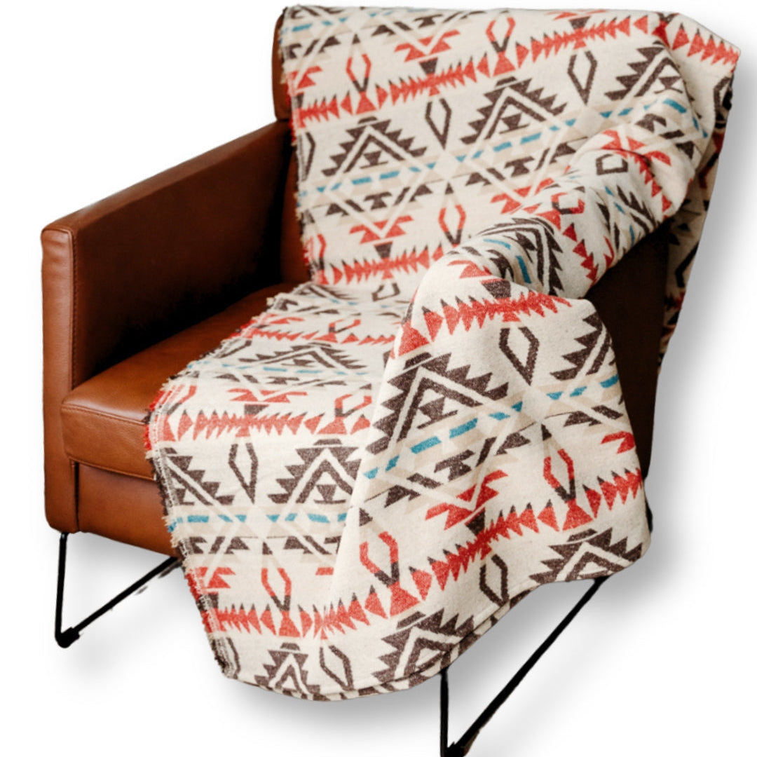 Couverture - Jeté en laine à motif boho aztèque