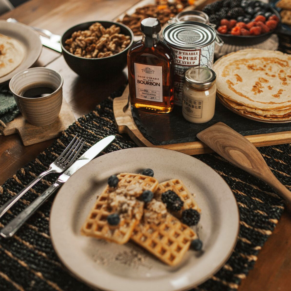 Maple syrup aged in bourbon barrels