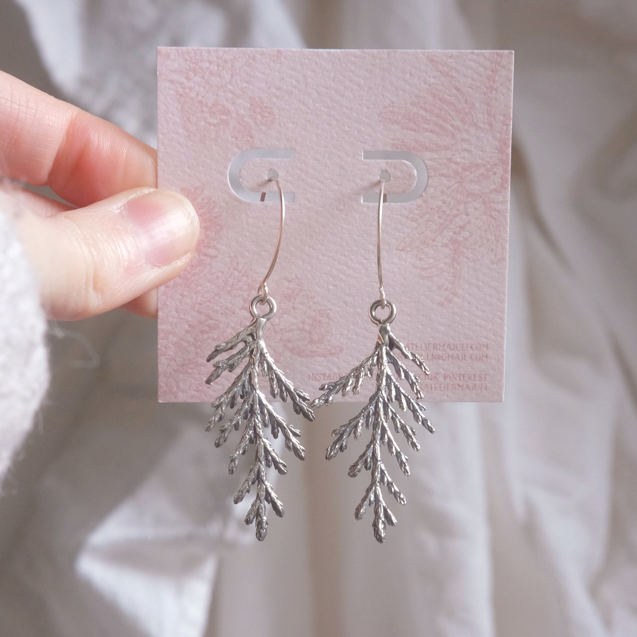 Branches de cèdre - Boucles d'oreilles en argent sterling