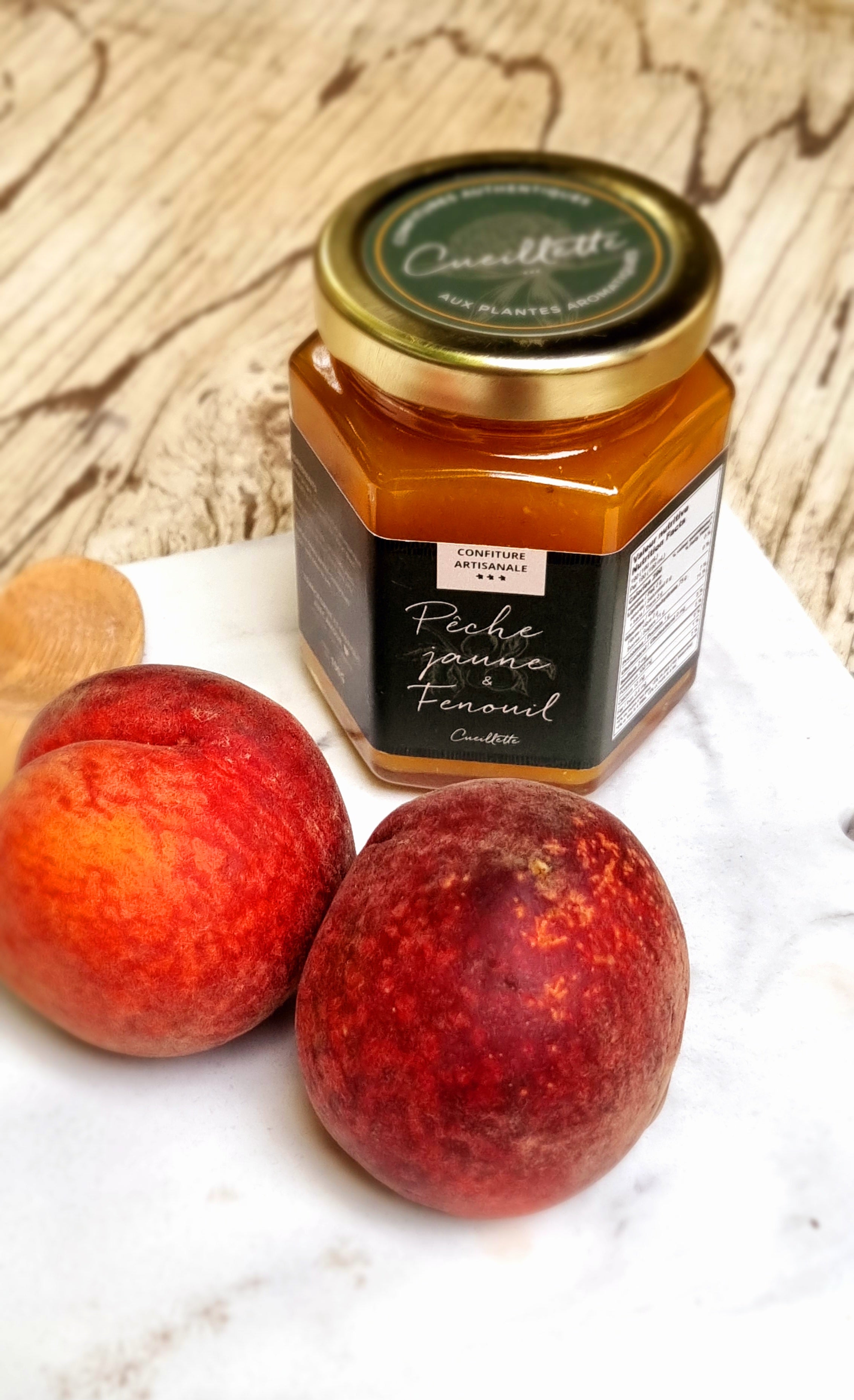 Confiture artisanale - Pêche jaune fenouil