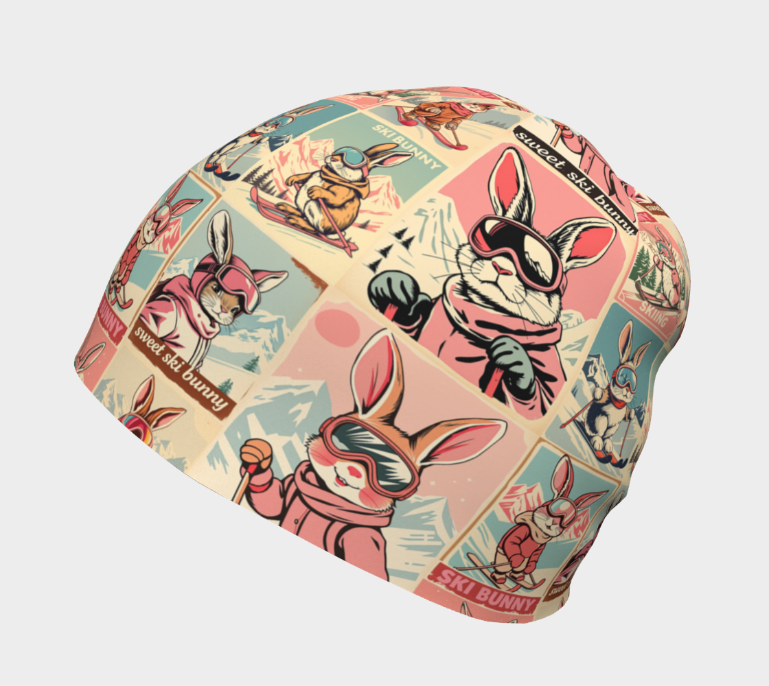 Bonnet avec collage vintage unique de Ski Bunny