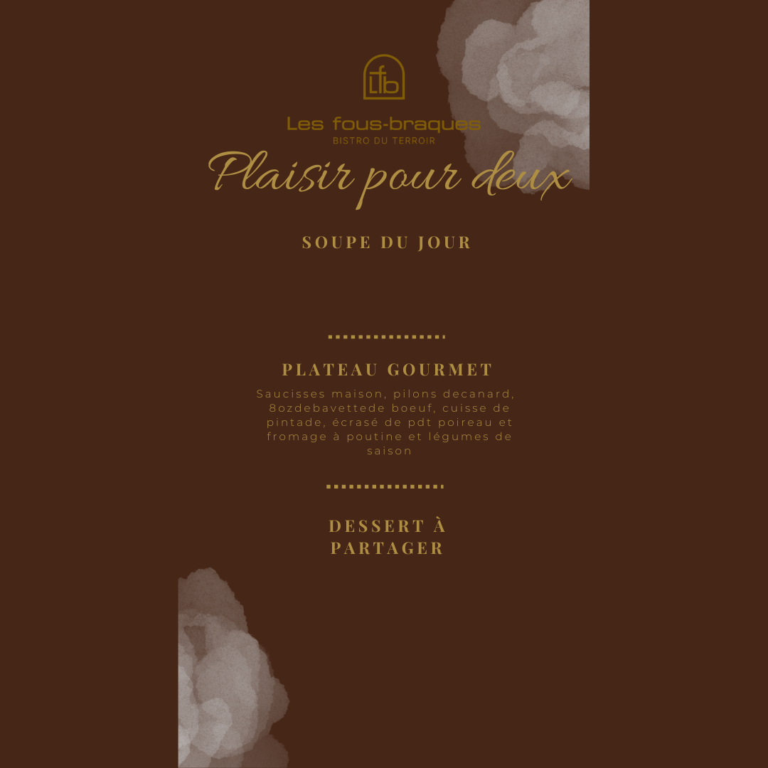 Repas pour 2 personnes - Les Fous-Braques