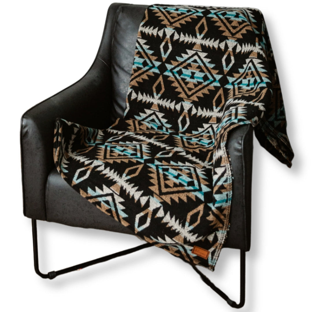 Couverture - Jeté en laine à motif boho aztèque