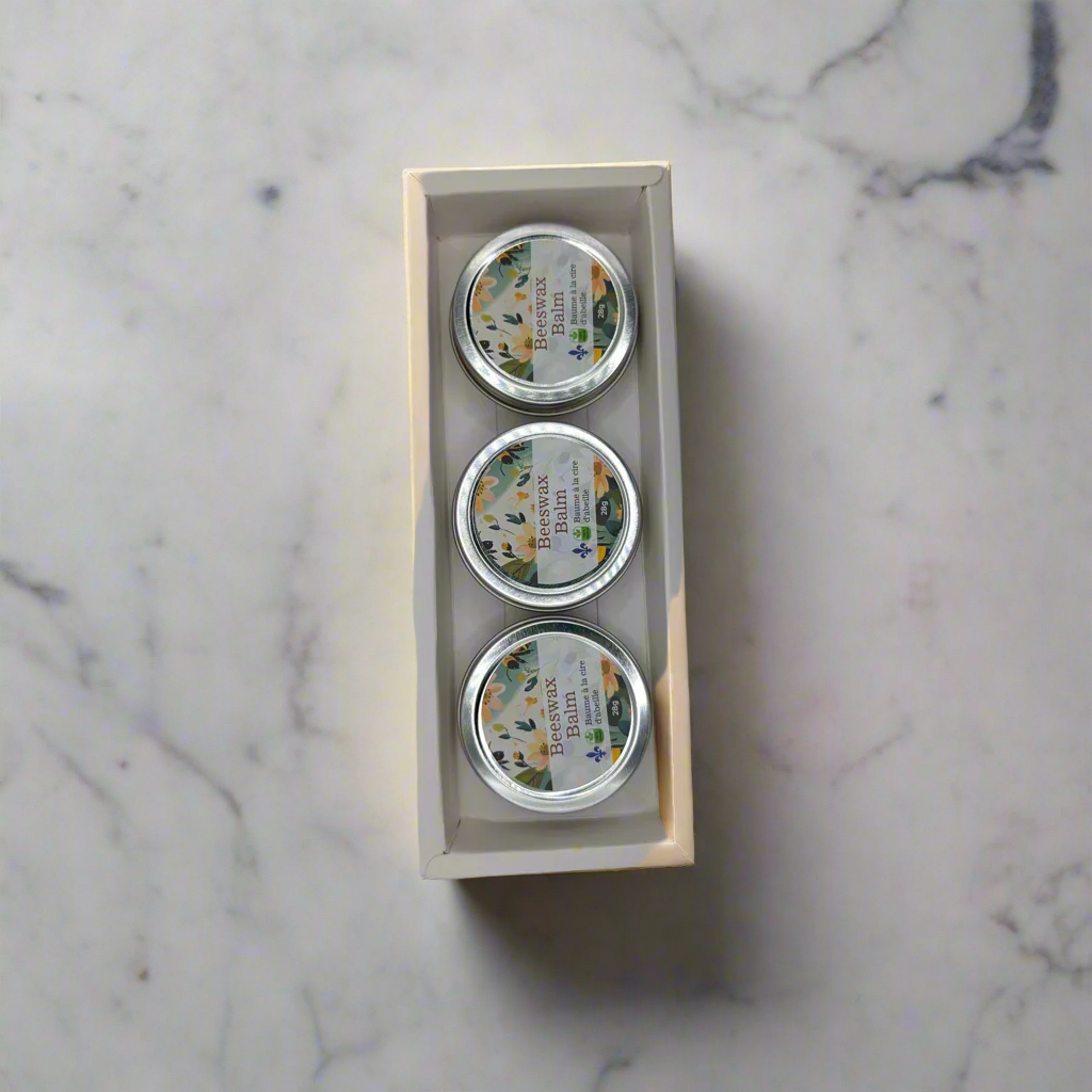 Lot de 3 baumes à la cire d'abeille pour vos lèvres et votre peau