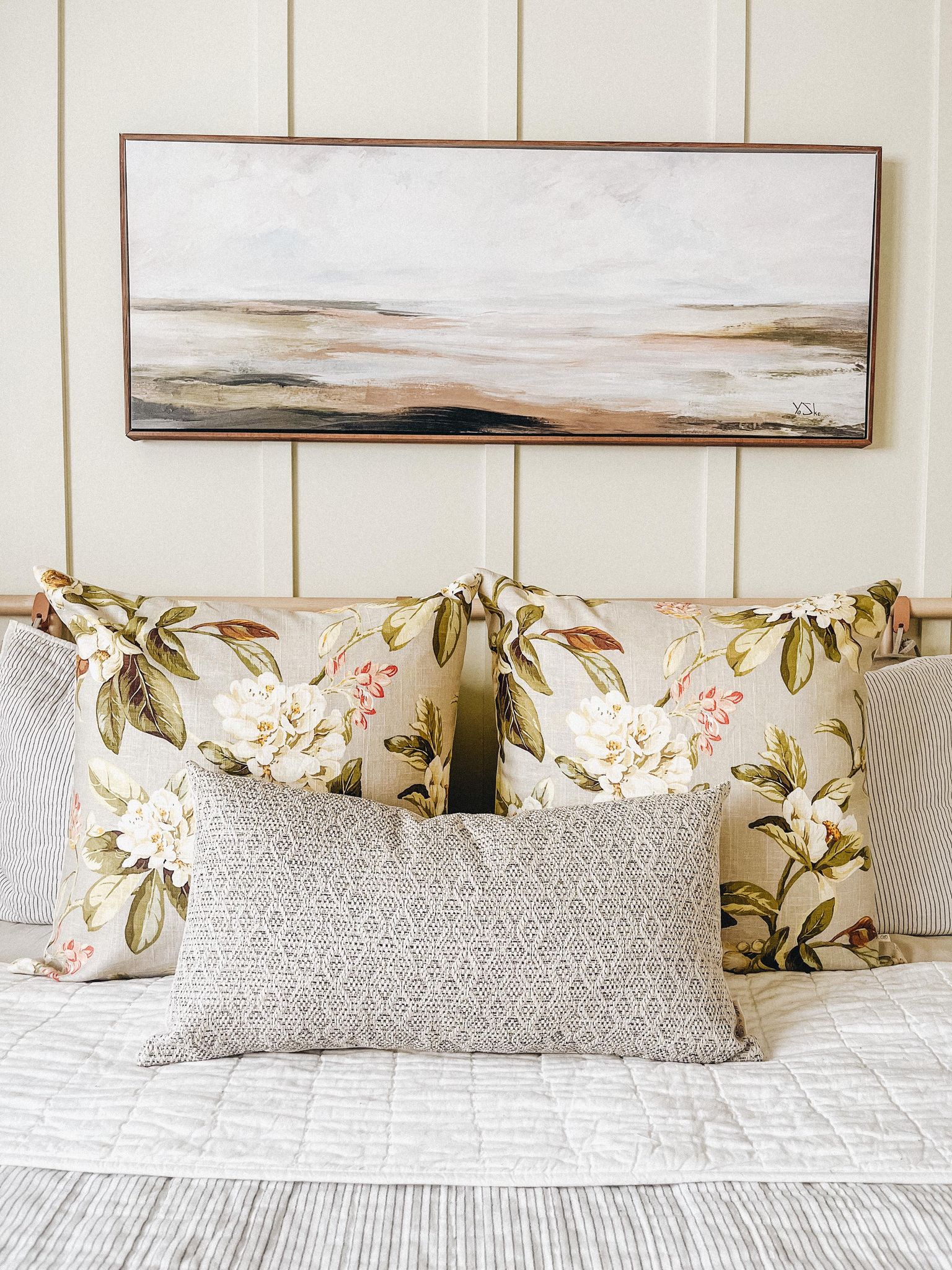 Housse de coussin Énola | Tissage losange Crème et ardoise