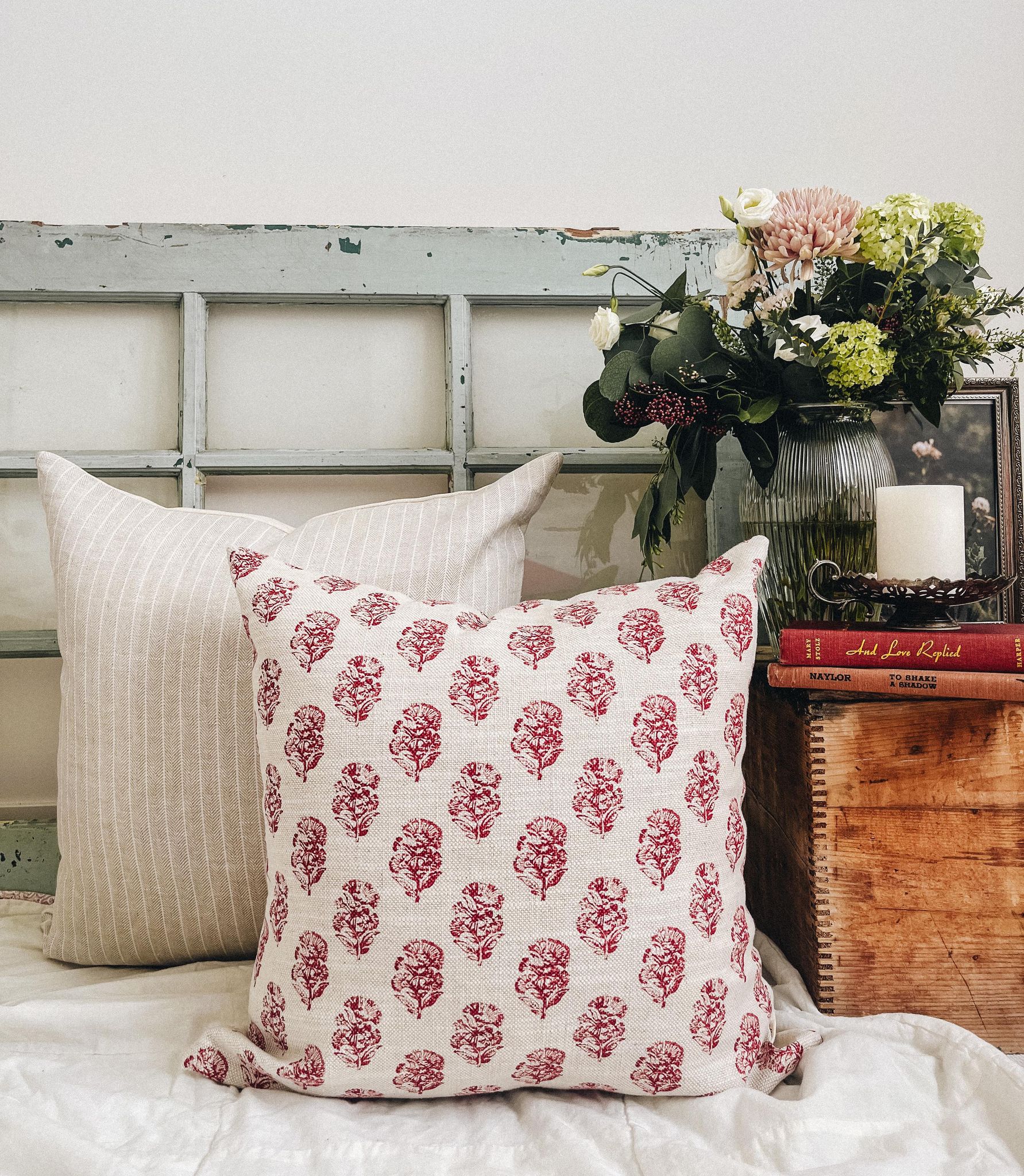 Housse de coussin Victoria | lin imprimé