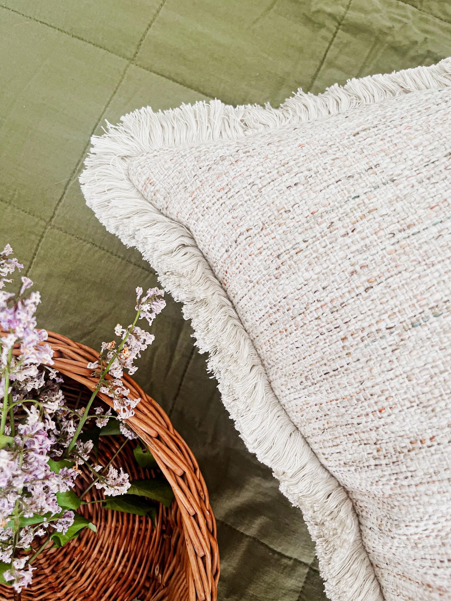 Housse de coussin Constance | Lissage coloré à franges