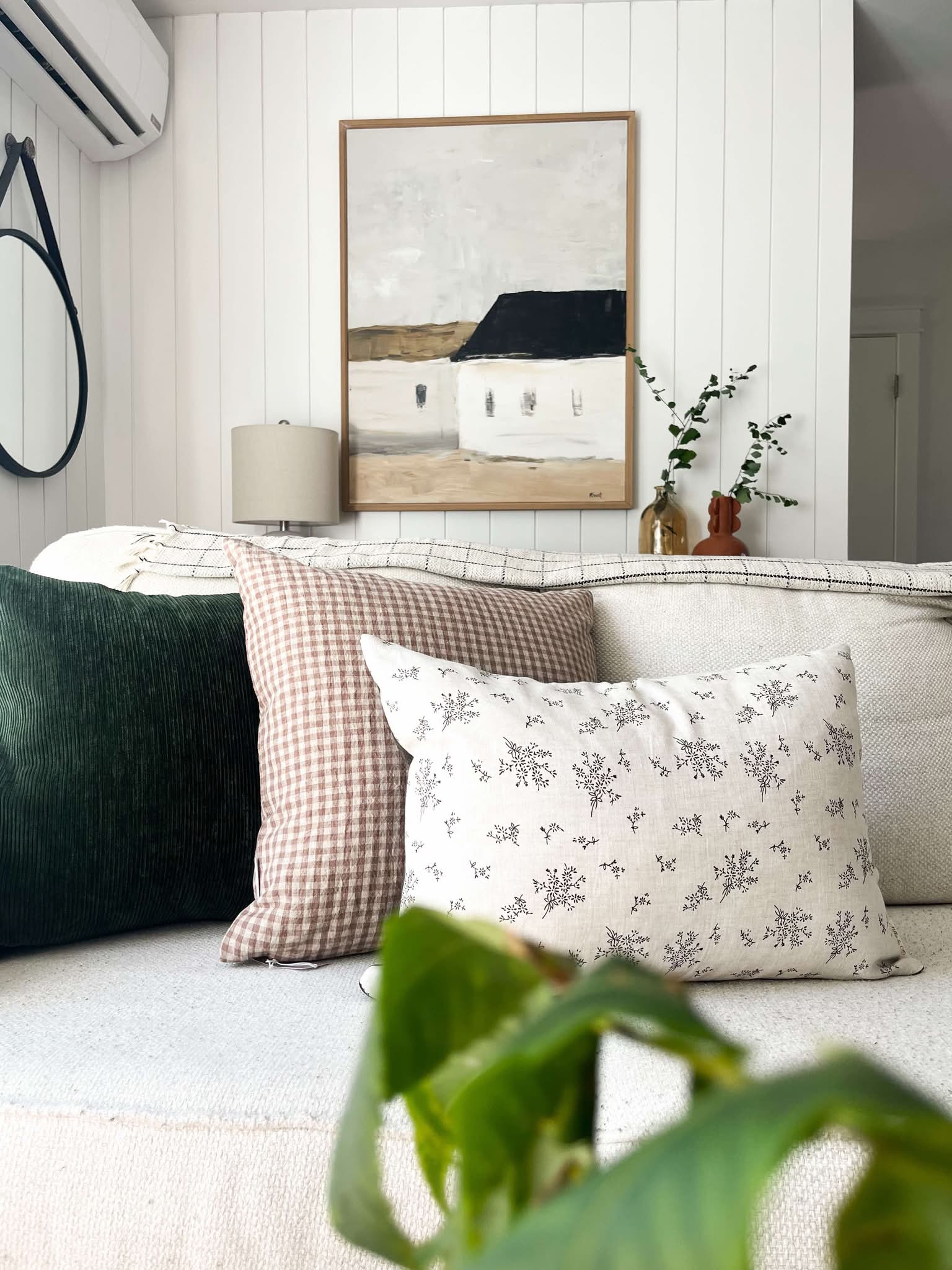 Housse de  coussin Hannah |  Lin blanc fleurs délicates