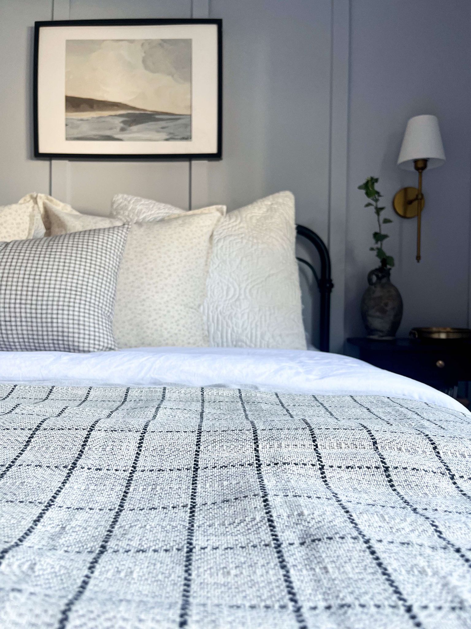 Housse de  coussin Séléna | Motif floral estompé couleur lavande