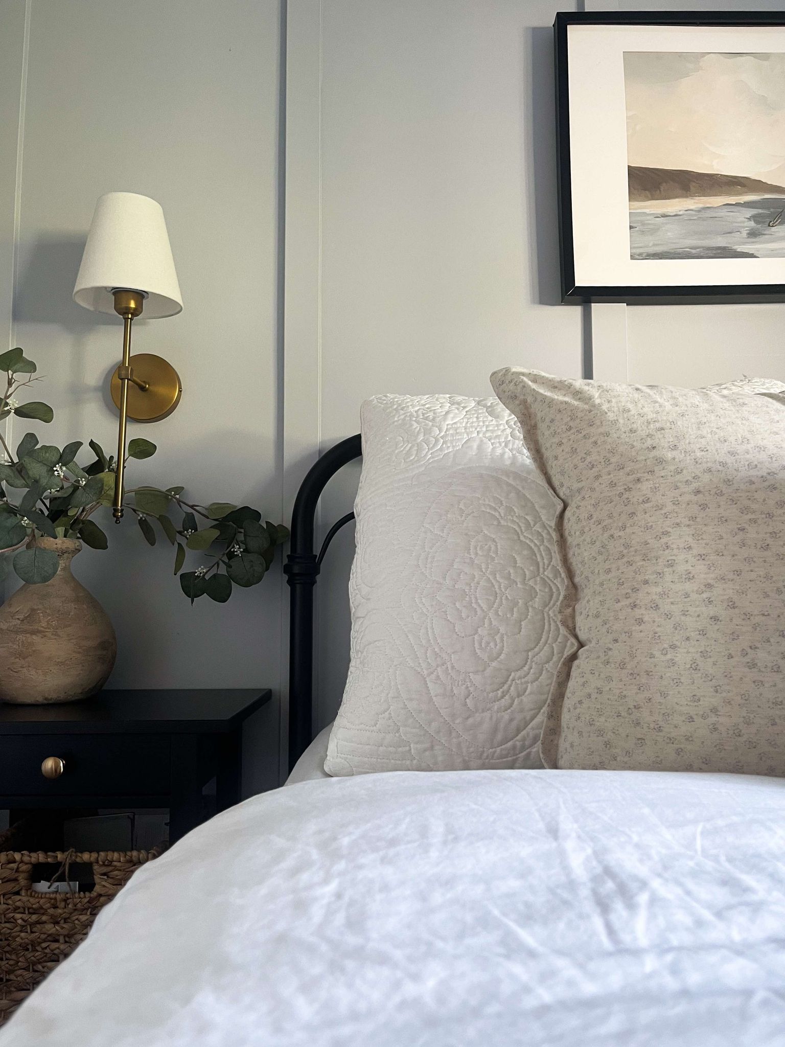 Housse de  coussin Séléna | Motif floral estompé couleur lavande