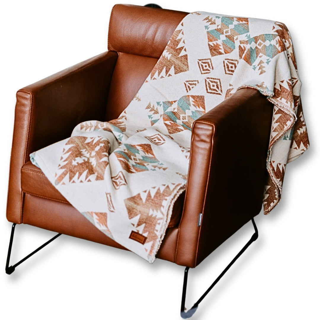 Couverture - Jeté en laine à motif boho aztèque
