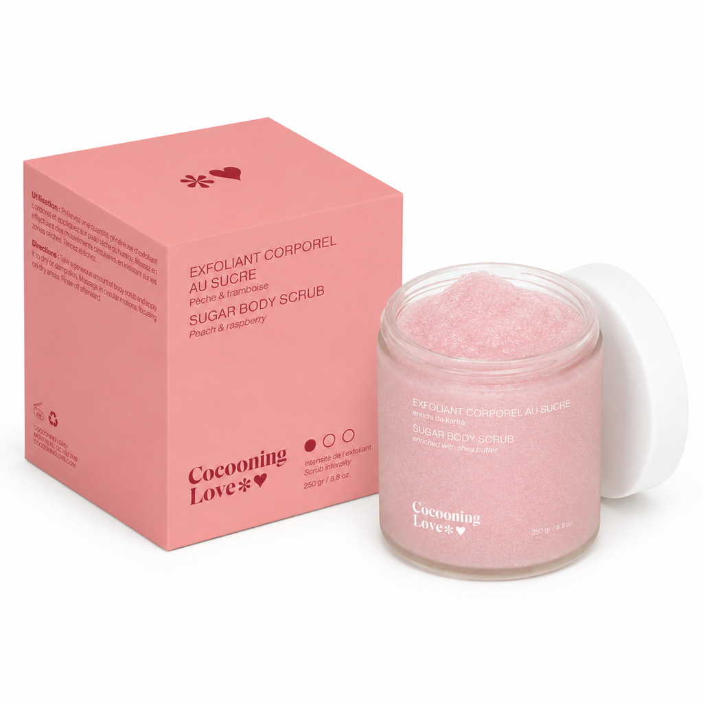 Exfoliant corps au sucre - Pêche et framboise