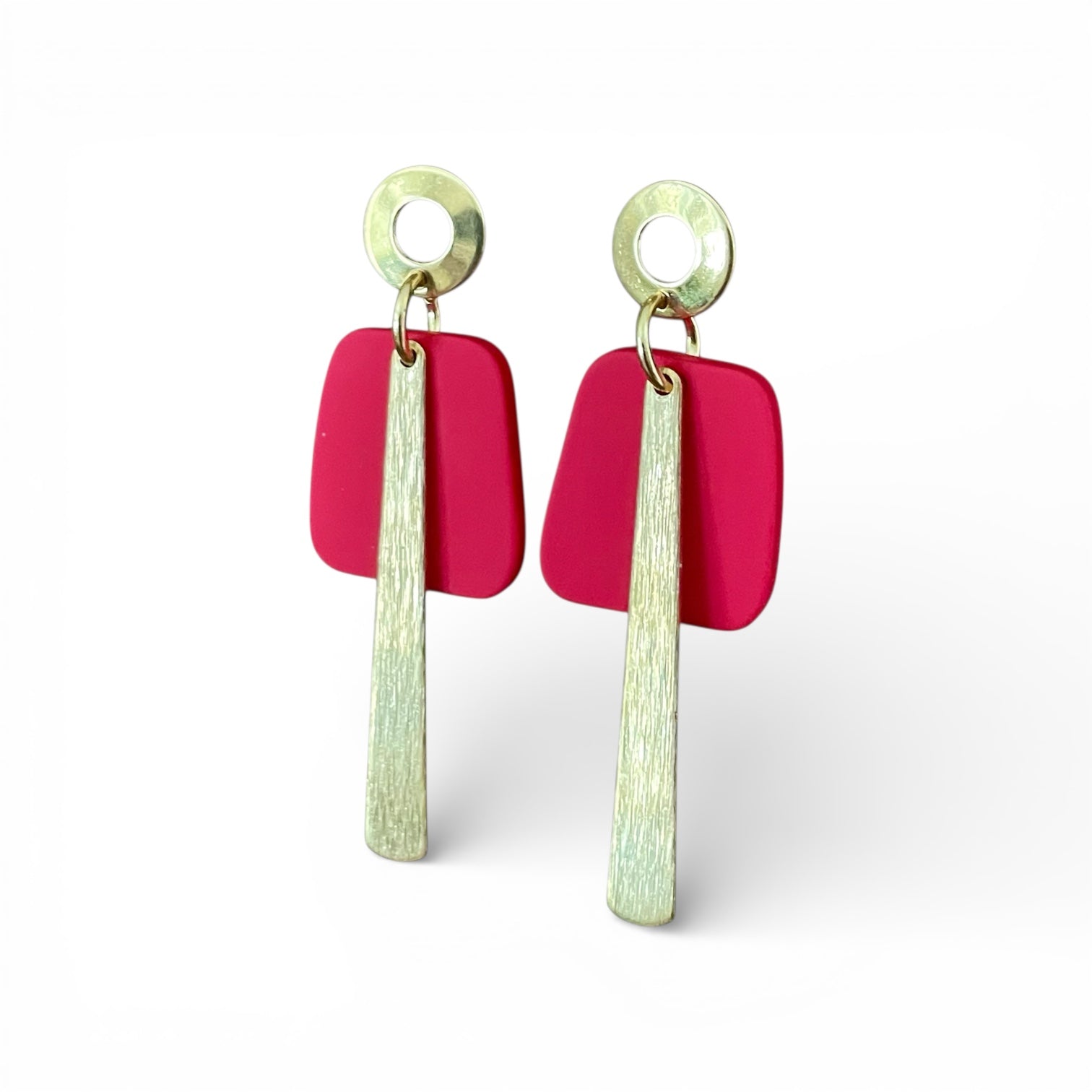 Boucles retro rouge et tige or