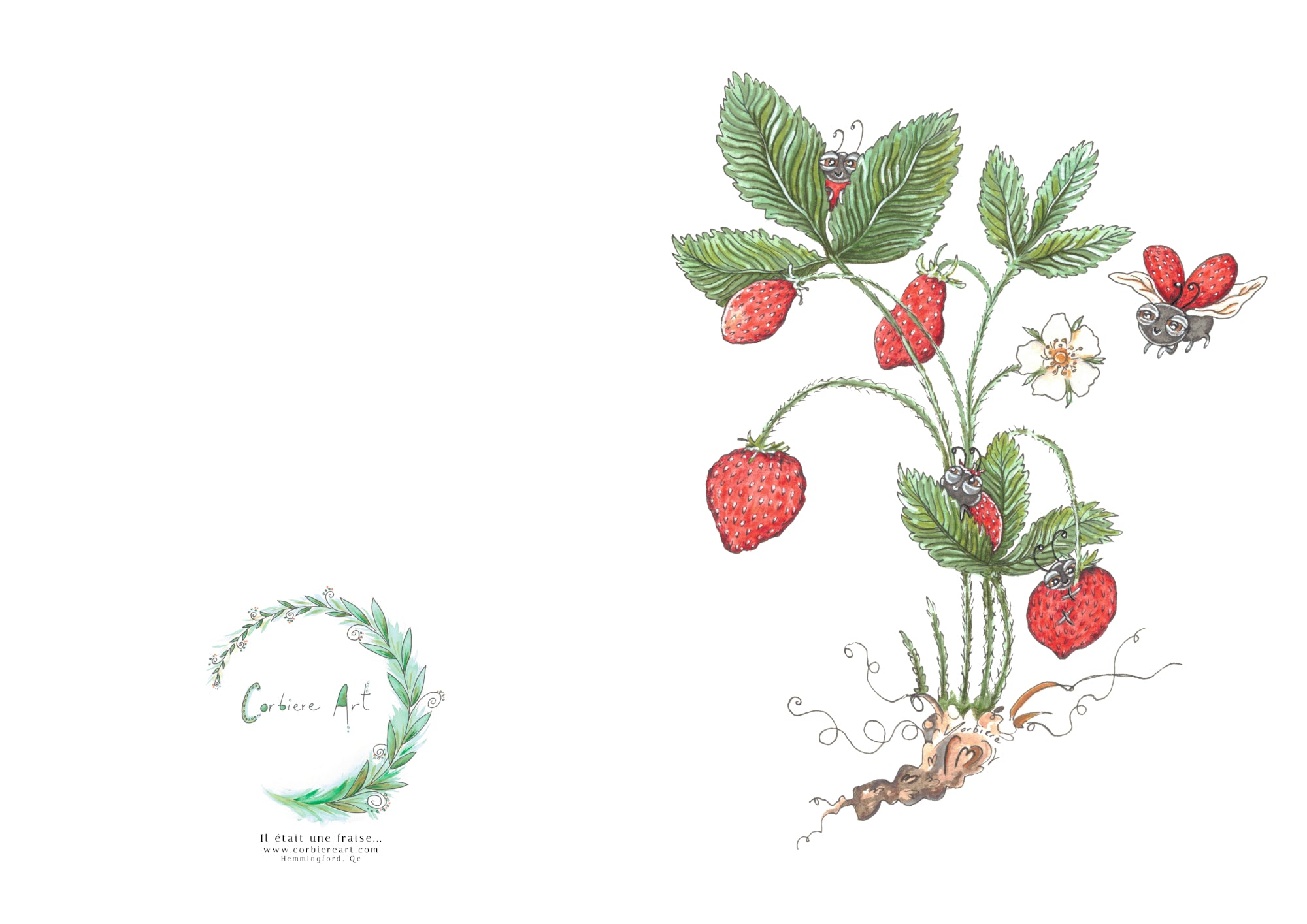 Carte de souhait - Il était une fraise