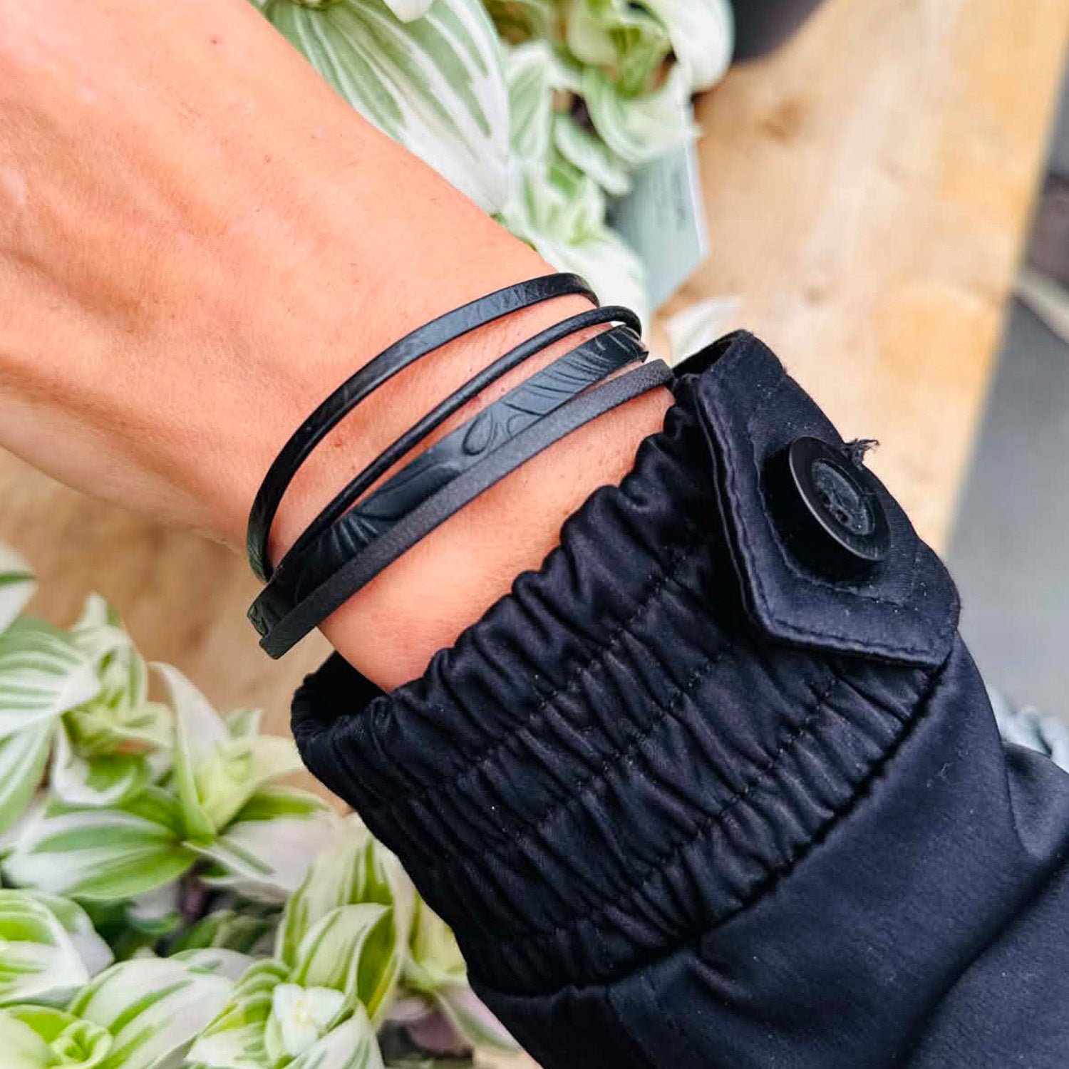 Multiple engraved bracelets