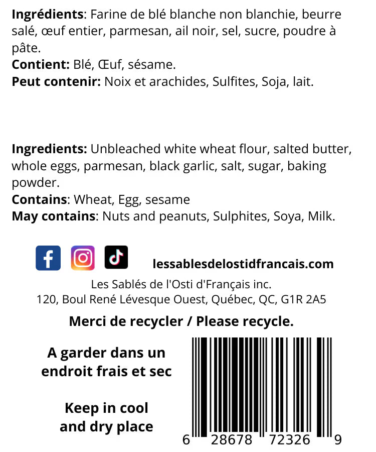 Boite de p'tits Sablés - Parmesan Ail noir