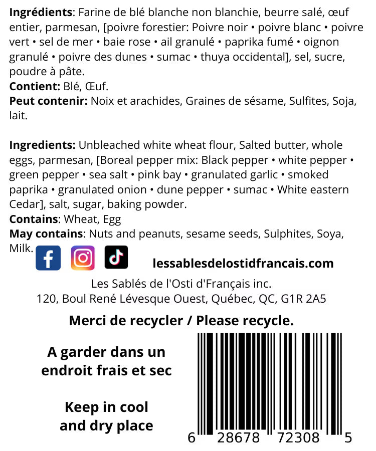 Boite de p'tits Sablés - Parmesan poivre forestier