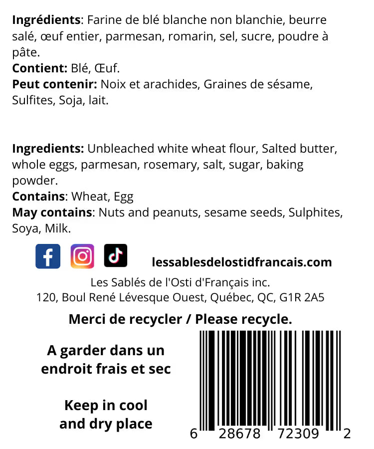 Boite de p'tits Sablés - Parmesan et romarin