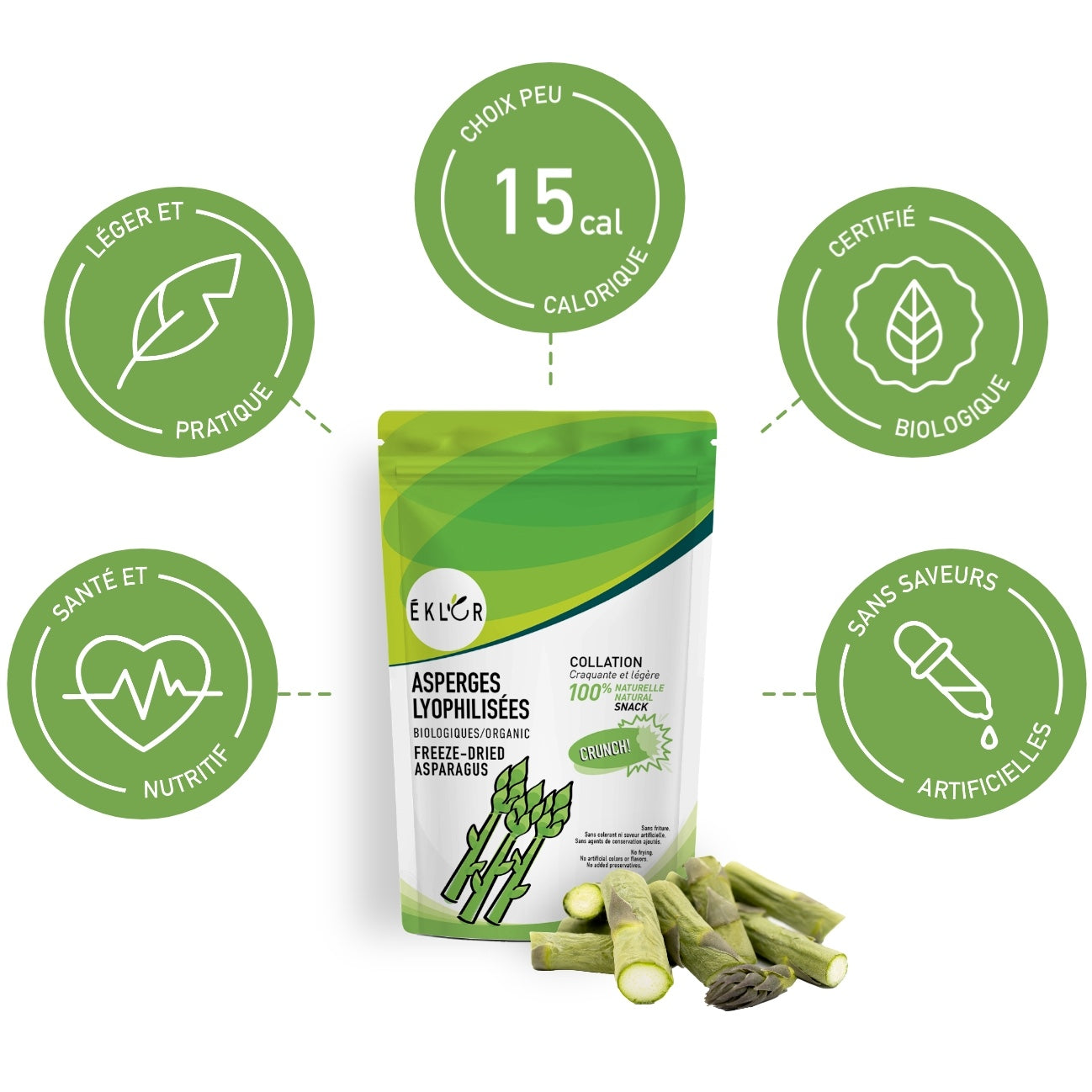 Ensemble de 6 - ASPERGES LYOPHILISÉES BIOLOGIQUES 5g