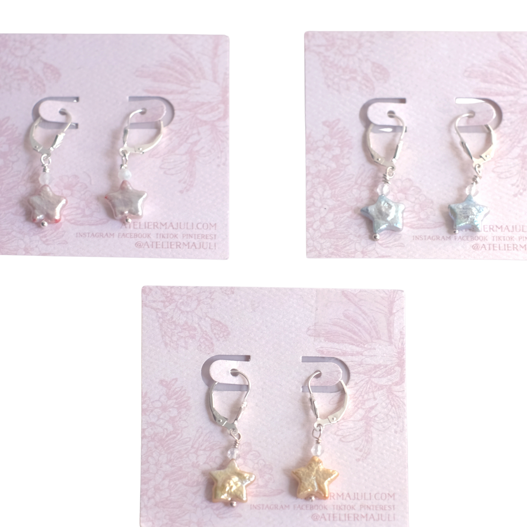 Boucles d'oreilles Perles Étoilées en argent sterling