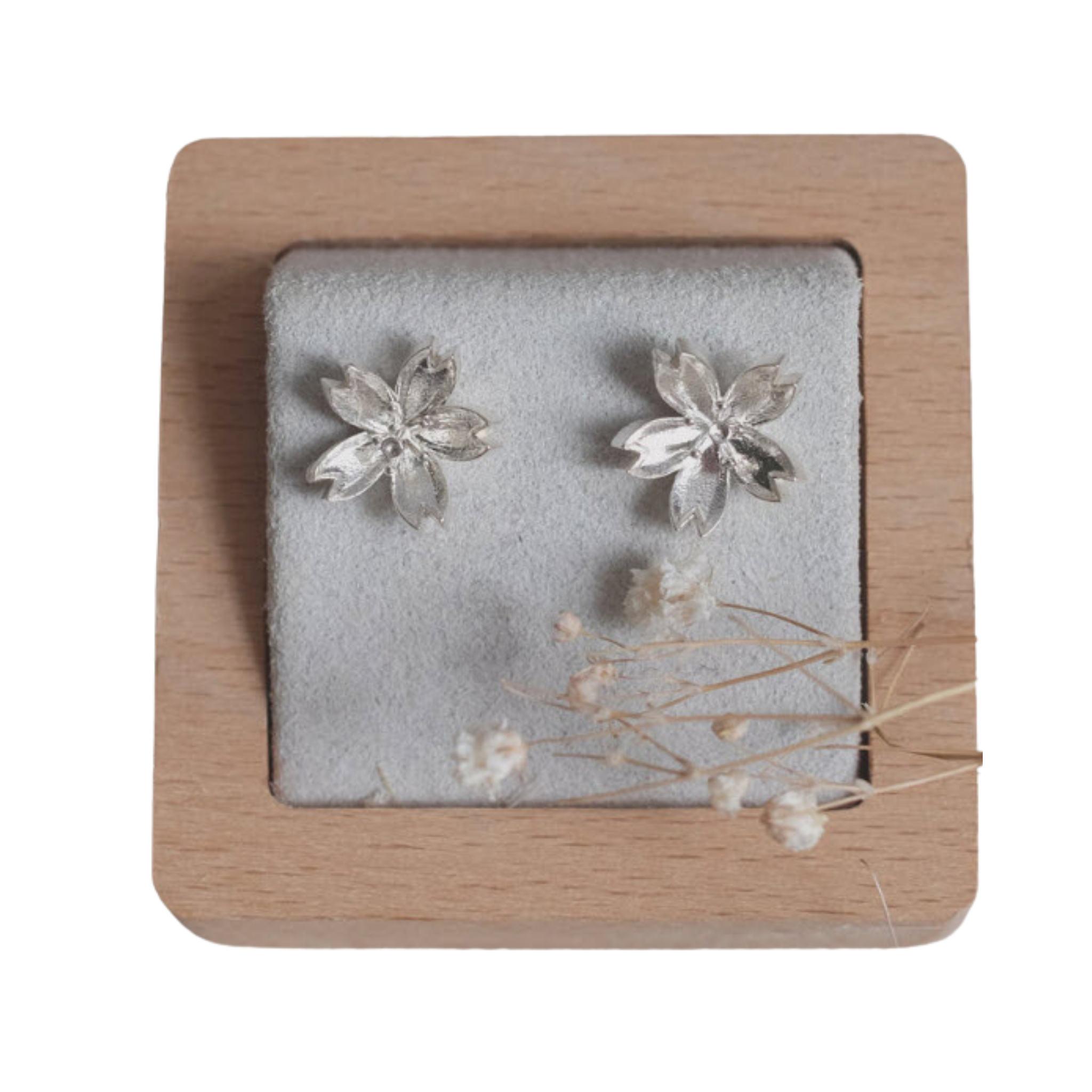 Sakura - Boucles d'oreilles en argent 925 plaquées rhodium