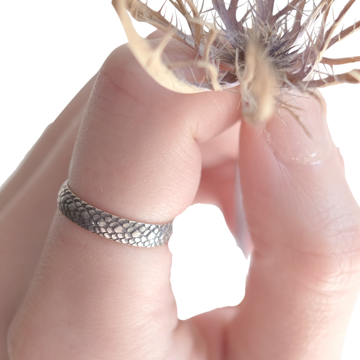 Bague Écailles de Dragon – Argent Sterling
