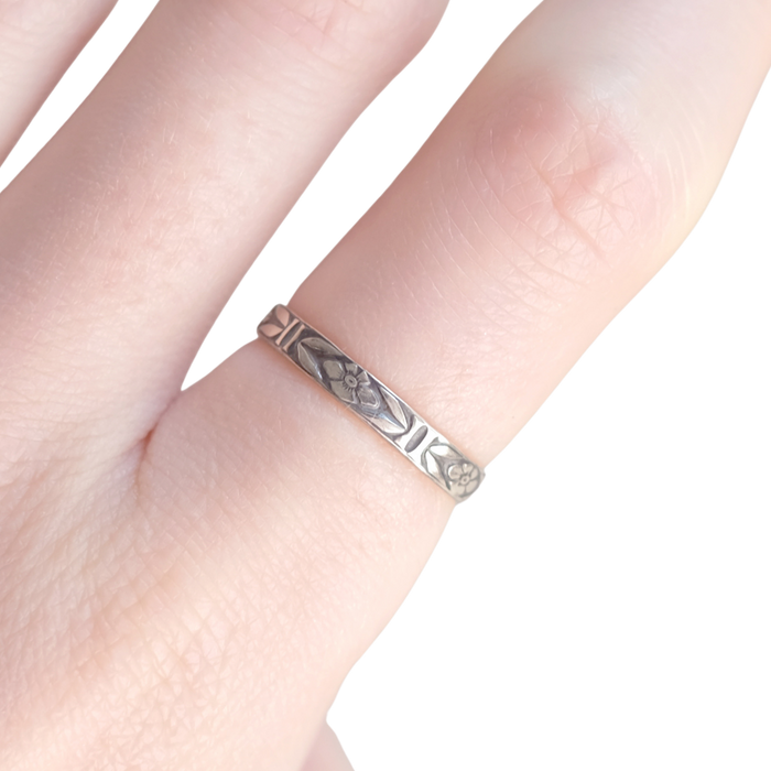 Bague en argent sterling à motif floral