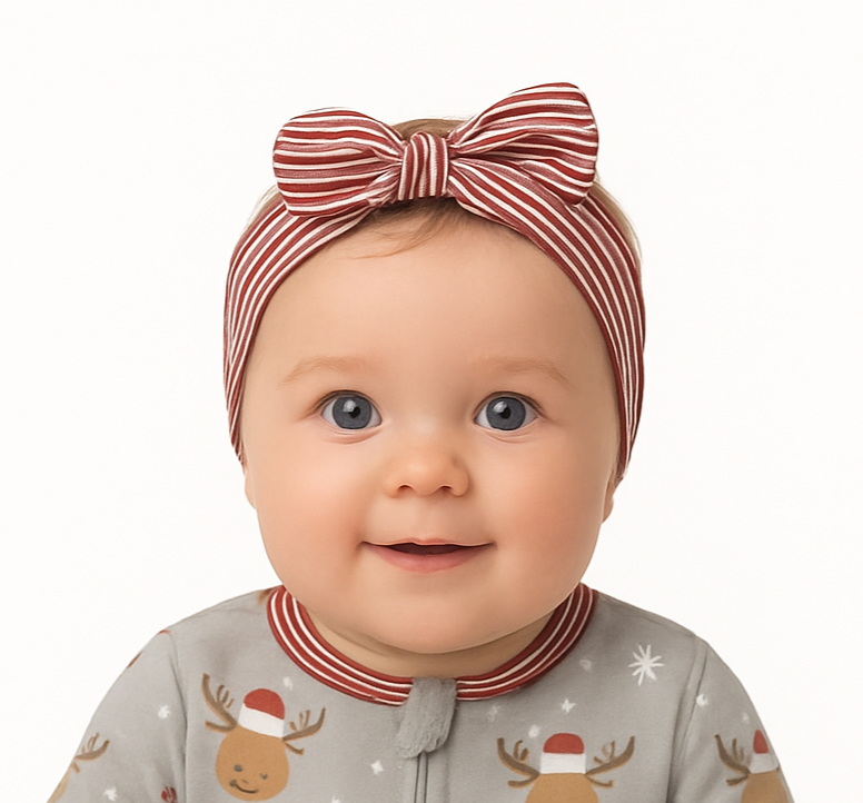 Bandeau à noeud rayé rouge