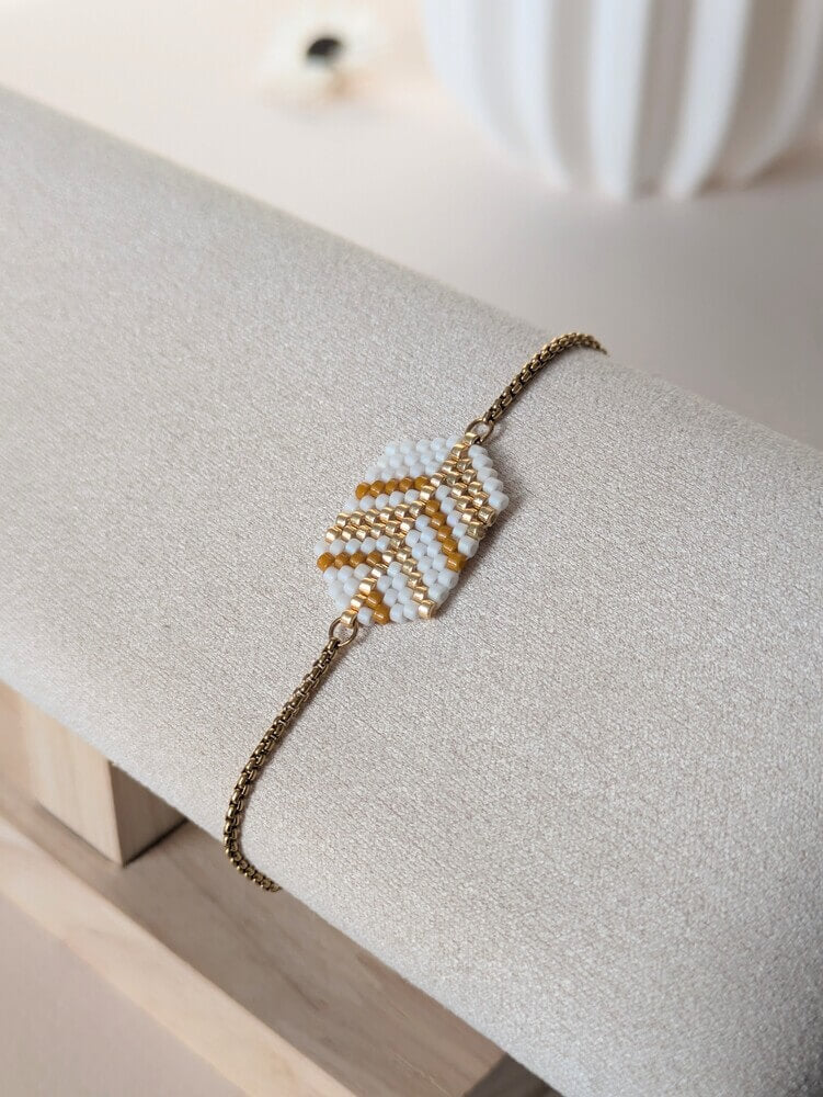 Bracelet fin ajustable | Perles Miyuki & chaîne en acier inox | Inspiration ethnique