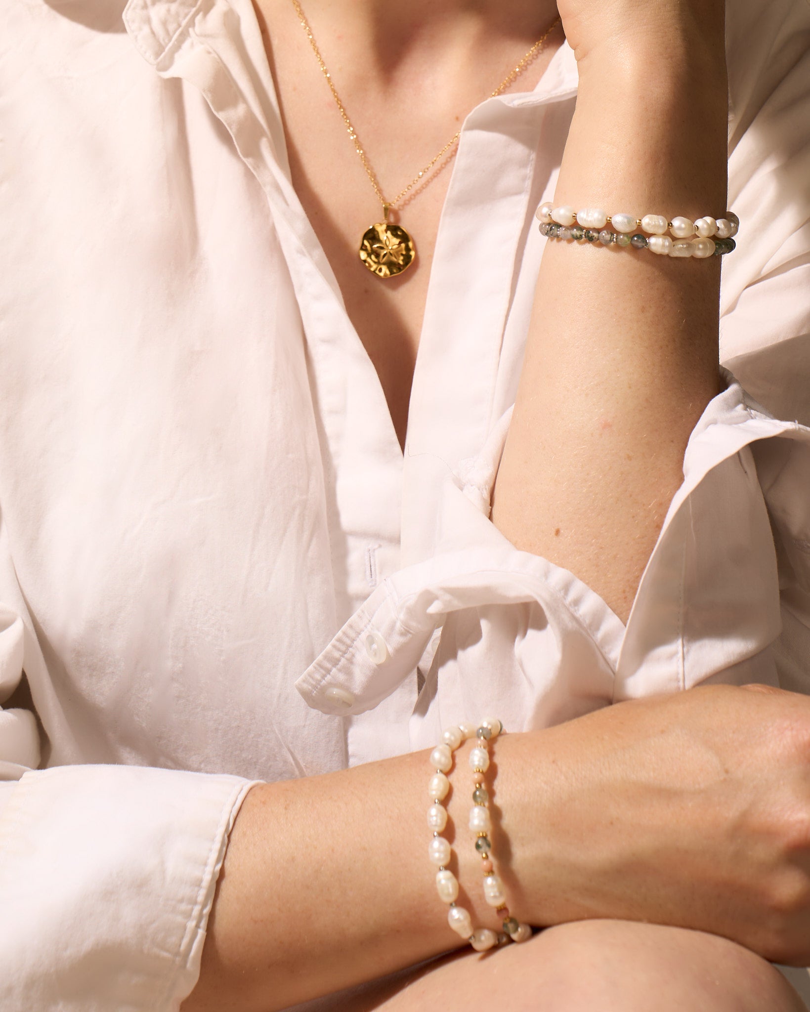 Beaded bracelet - Classic pearl