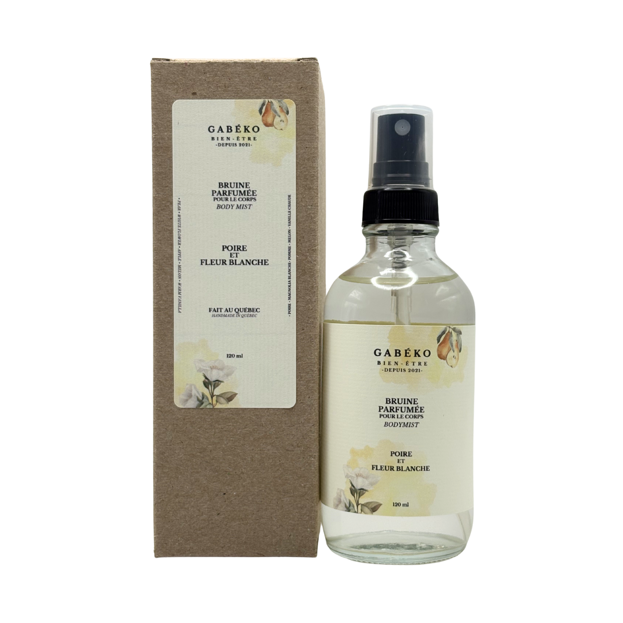 Bruine de corps - Poire et fleur blanche