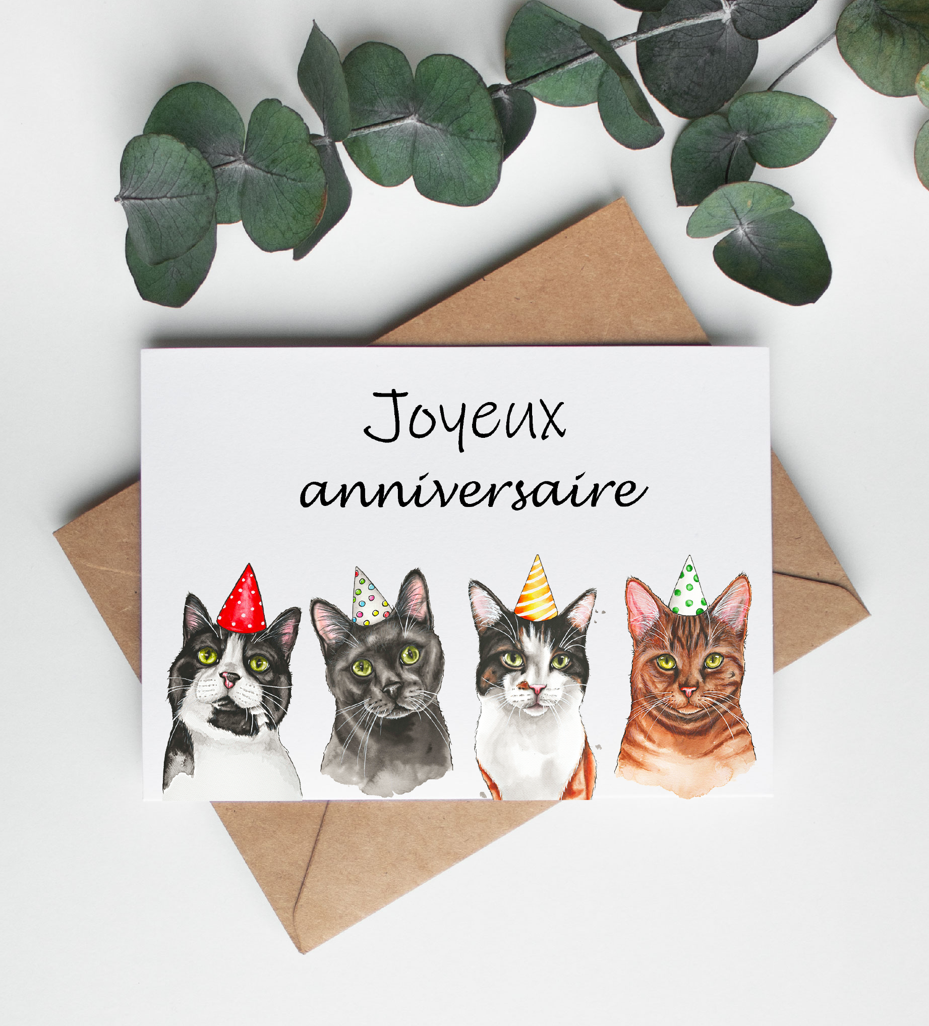 Carte de souhait - Party de chats