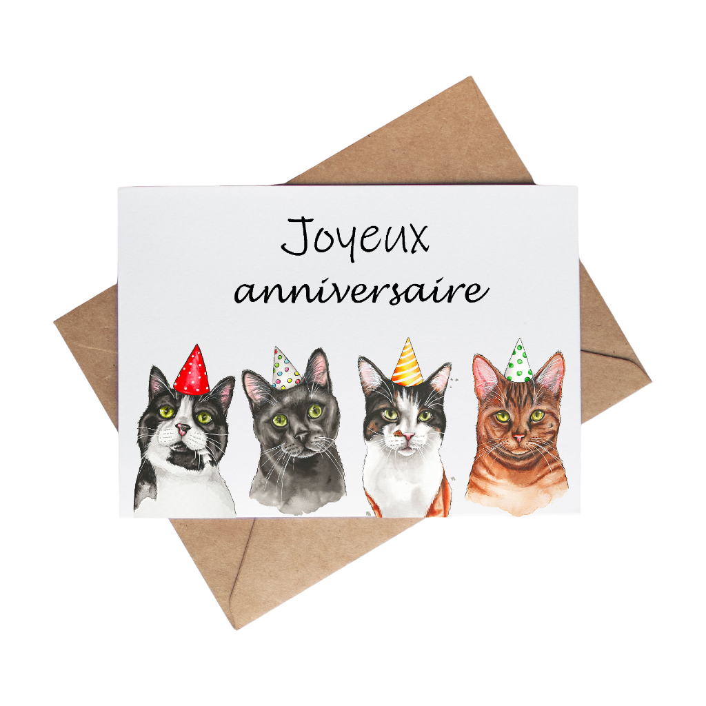 Carte de souhait - Party de chats