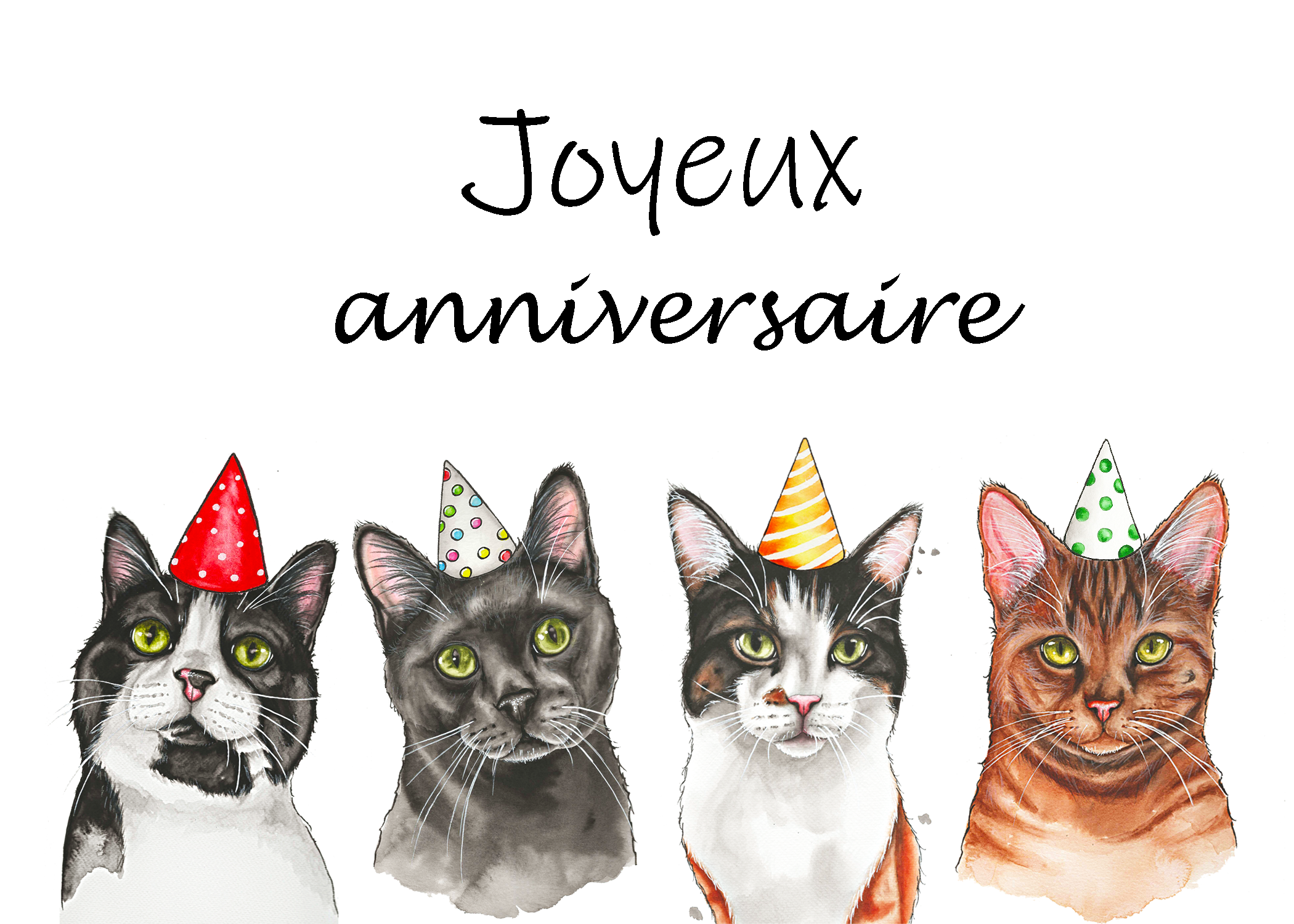 Carte de souhait - Party de chats