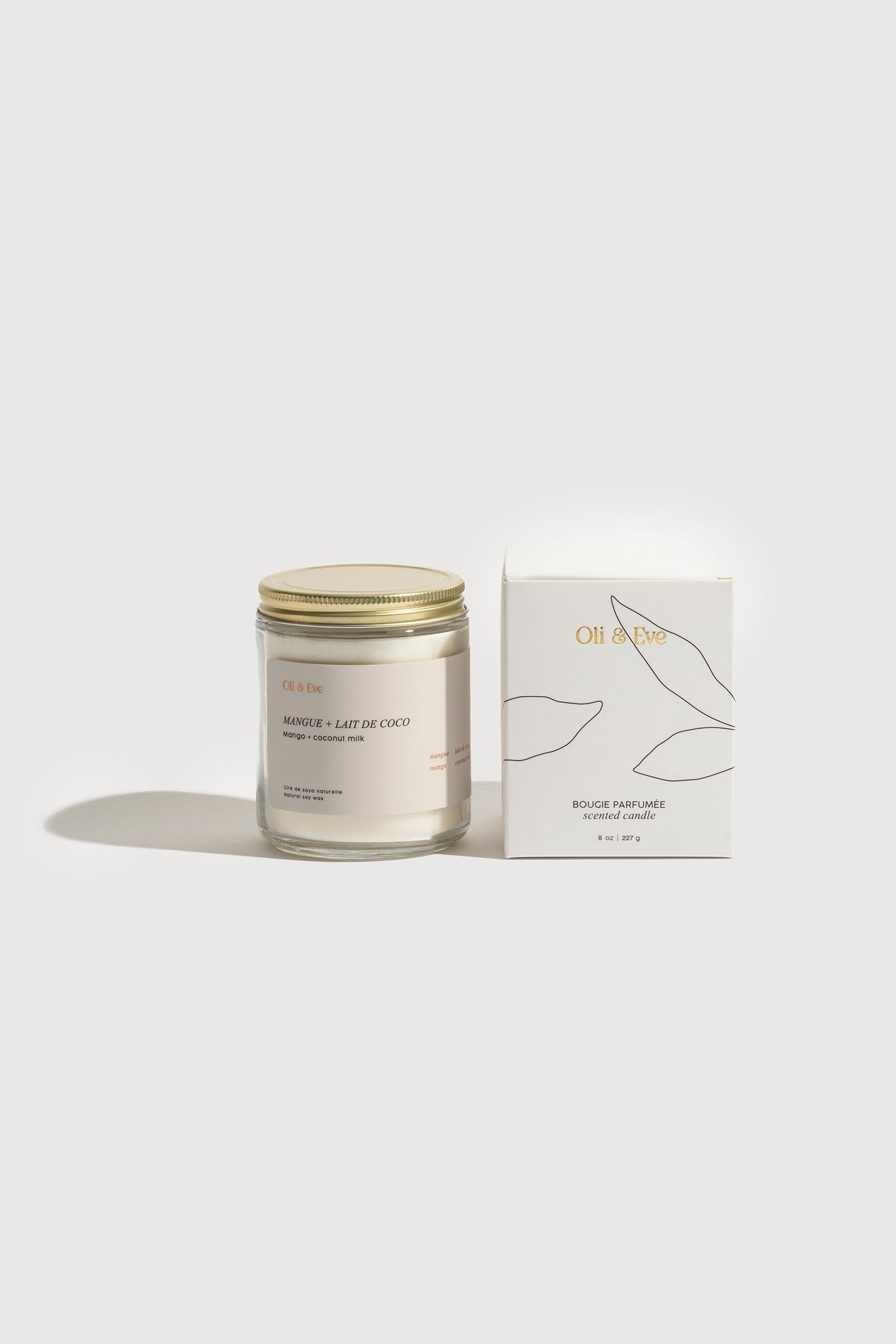 Chandelle Mangue et lait de coco en verre 8oz - Oli & Eve