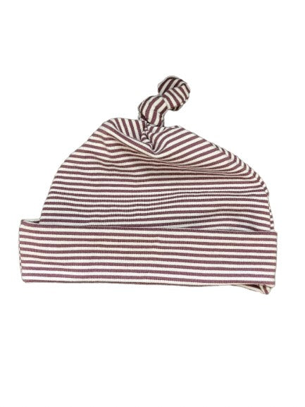 Chapeau rayé en bambou prune