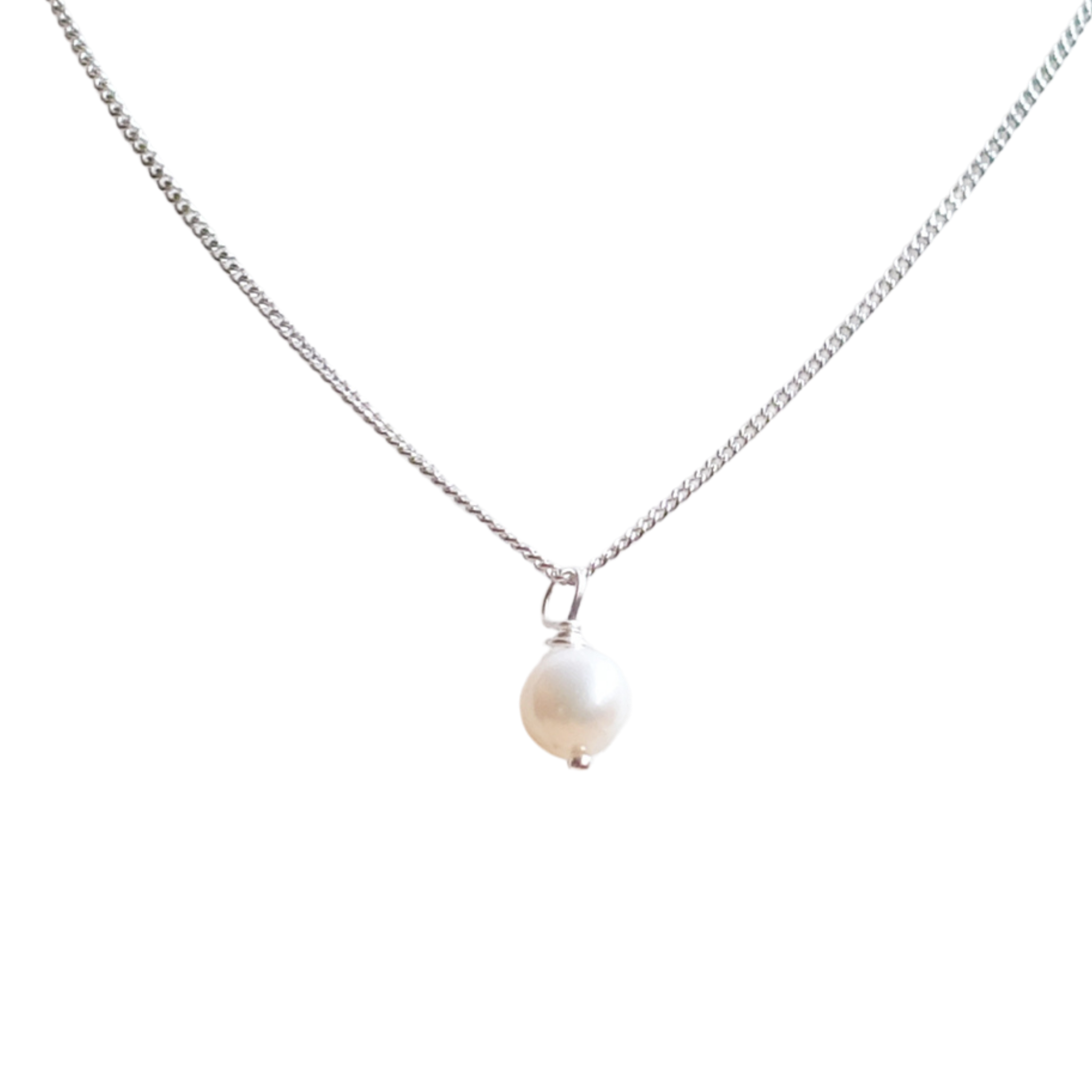 Collier en argent sterling composé d'une perle blanche