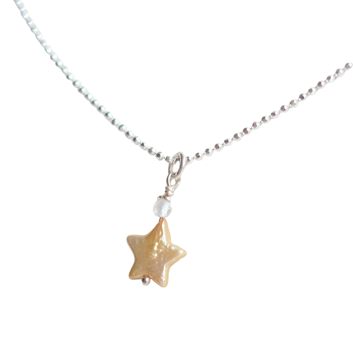 Collier étoile de nacre, version jaune