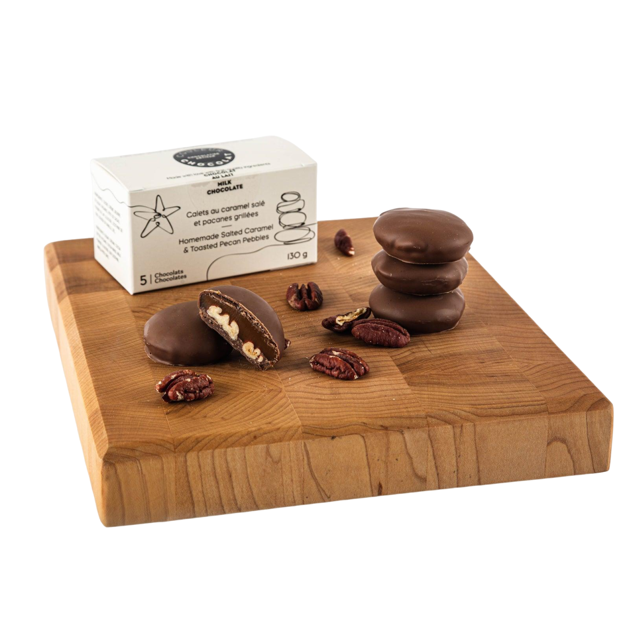 Galets au caramel salé et pacanes grillées